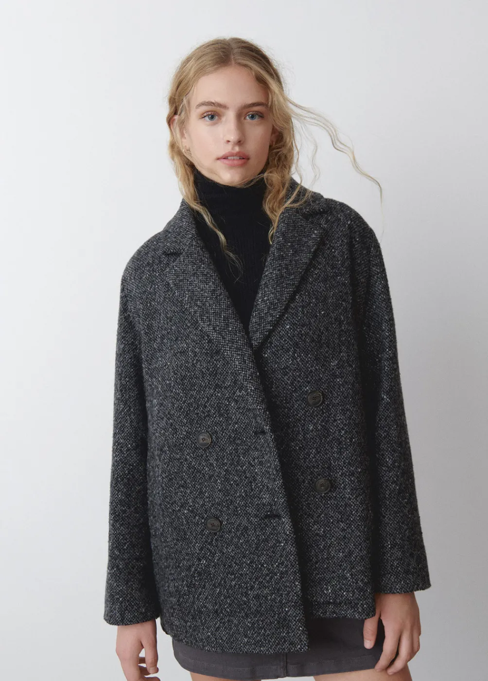 Abrigo Cruzado Jaspeado-Brownie Spain Hot