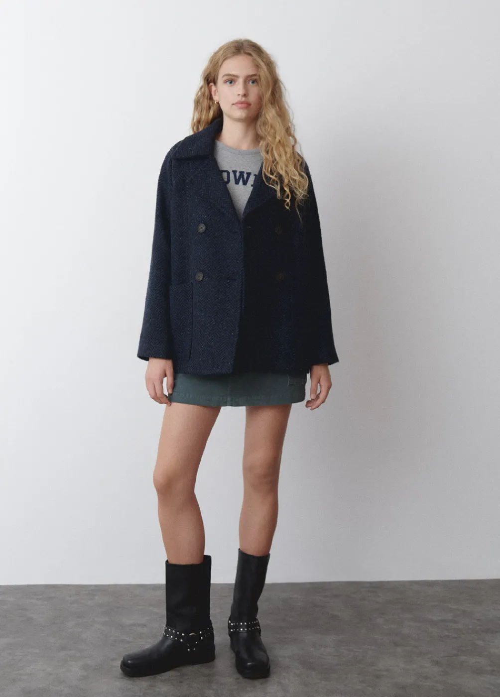 Abrigo Cruzado Jaspeado Con Bolsillos-Brownie Spain Clearance