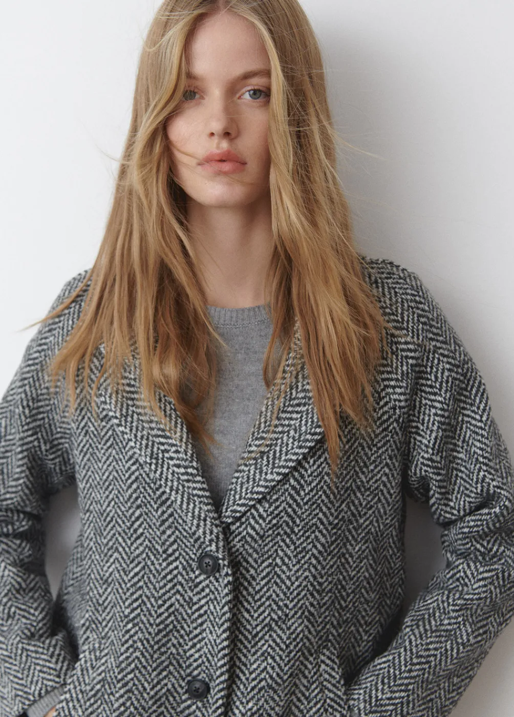 Abrigo Espiga Largo Medio-Brownie Spain Discount