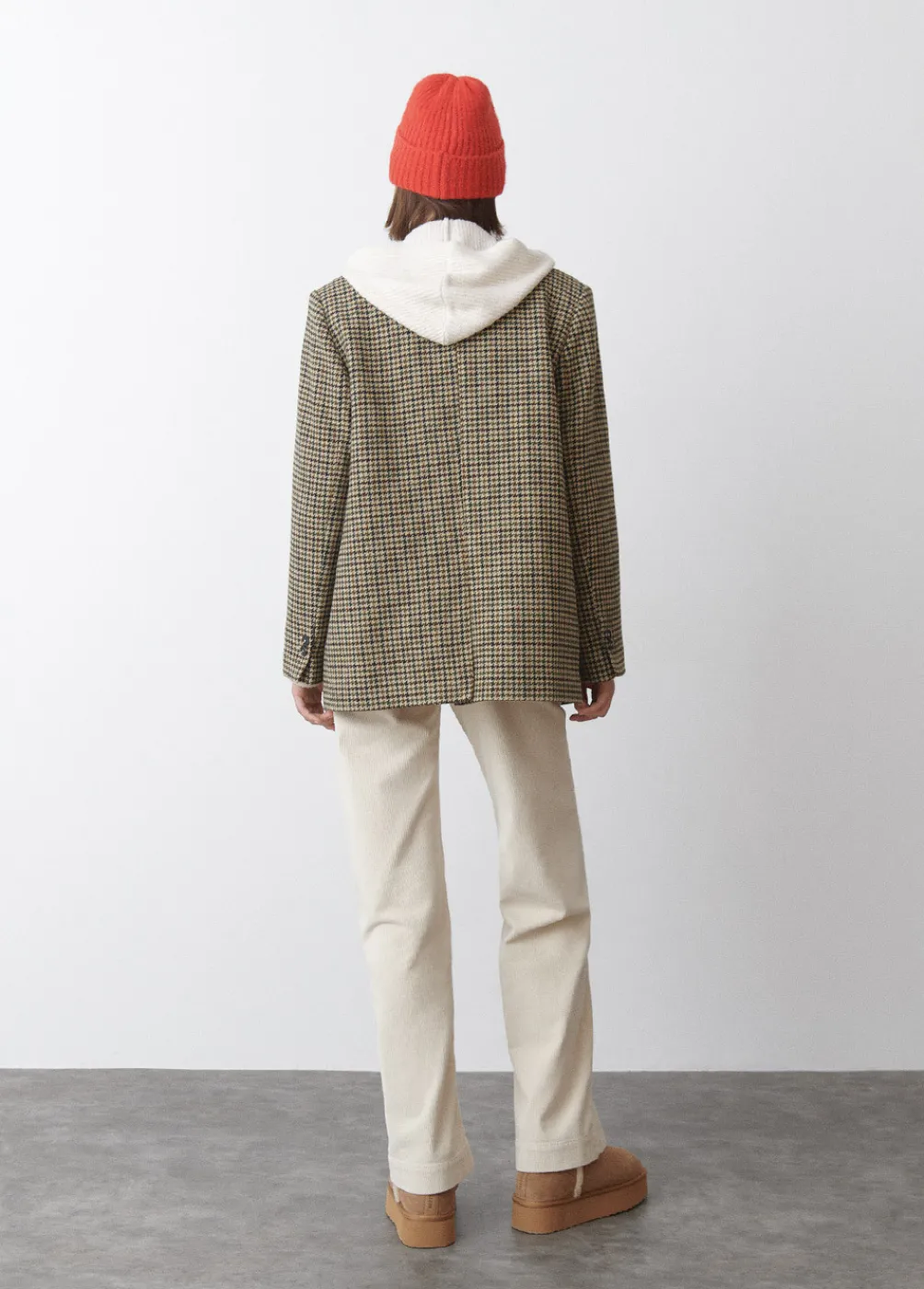 Americana Cruzada Pata De Gallo Con Lana-Brownie Spain Sale