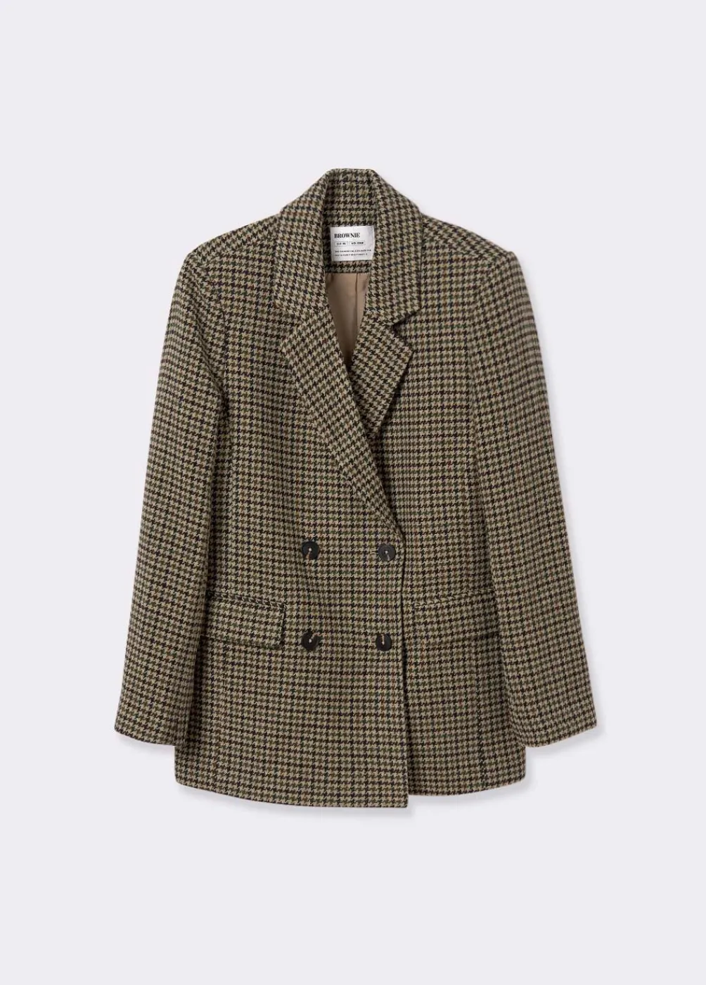 Americana Cruzada Pata De Gallo Con Lana-Brownie Spain Sale