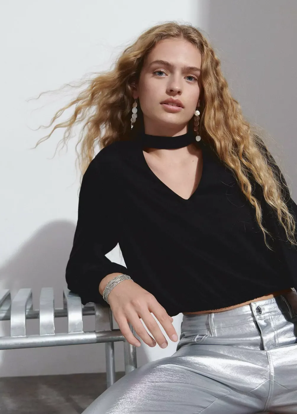 Blusa Lisa Con Chocker-Brownie Spain Online