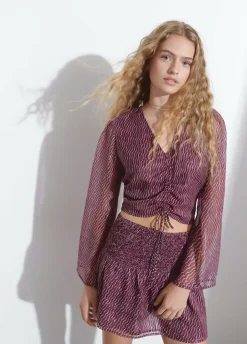 Blusa Mangas Volumen Lace Up-Brownie Spain Fashion