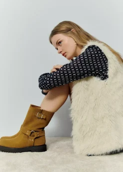 Bota Biker Hebilla Piel-Brownie Spain Clearance