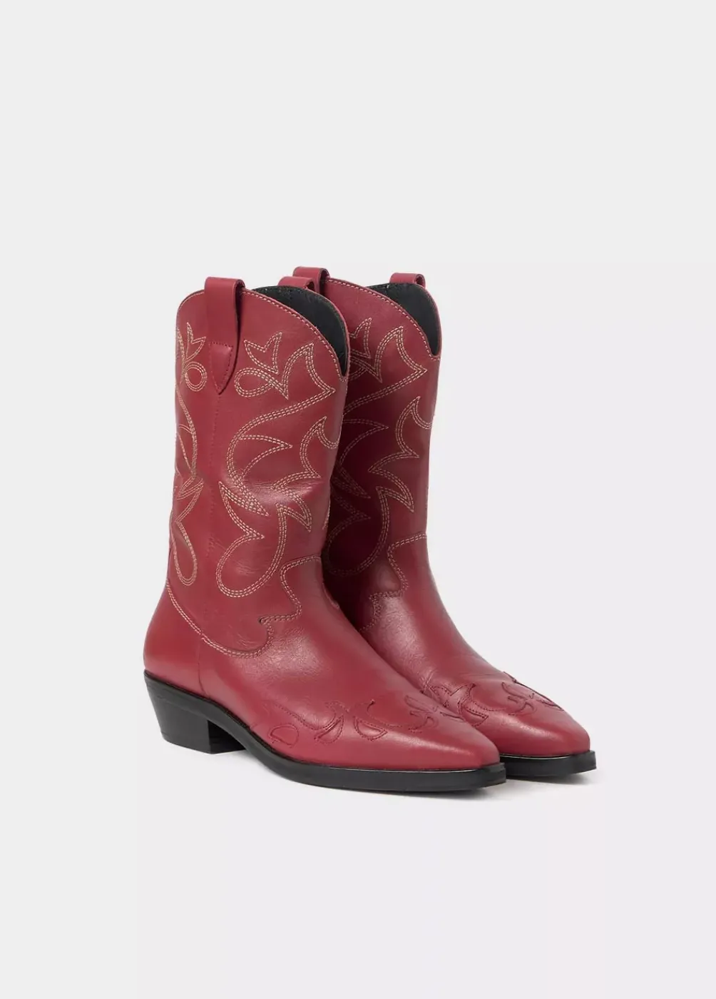 Bota Cowboy Pespuntes Contraste Piel-Brownie Spain Sale