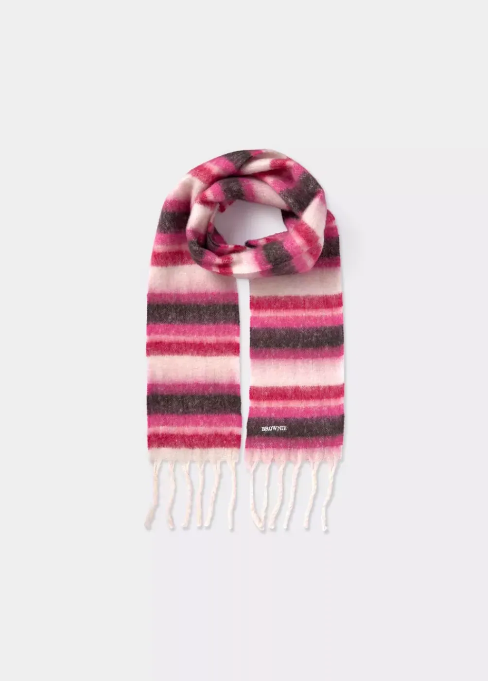 Bufanda Gruesa Estrecha Rayas Flecos-Brownie Spain New