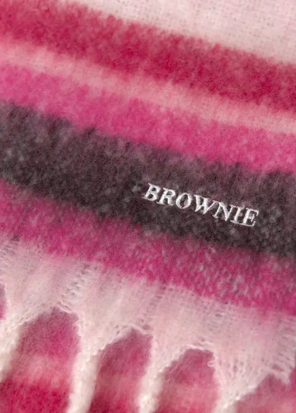 Bufanda Gruesa Estrecha Rayas Flecos-Brownie Spain New
