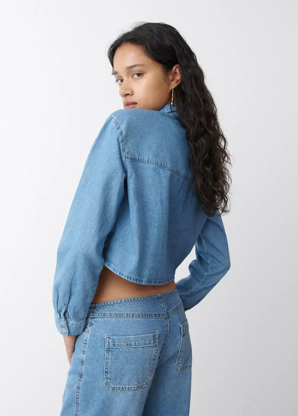 Camisa Denim Cropped-Brownie Spain Sale