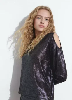 Camiseta Apertura Hombros Brillo-Brownie Spain Discount