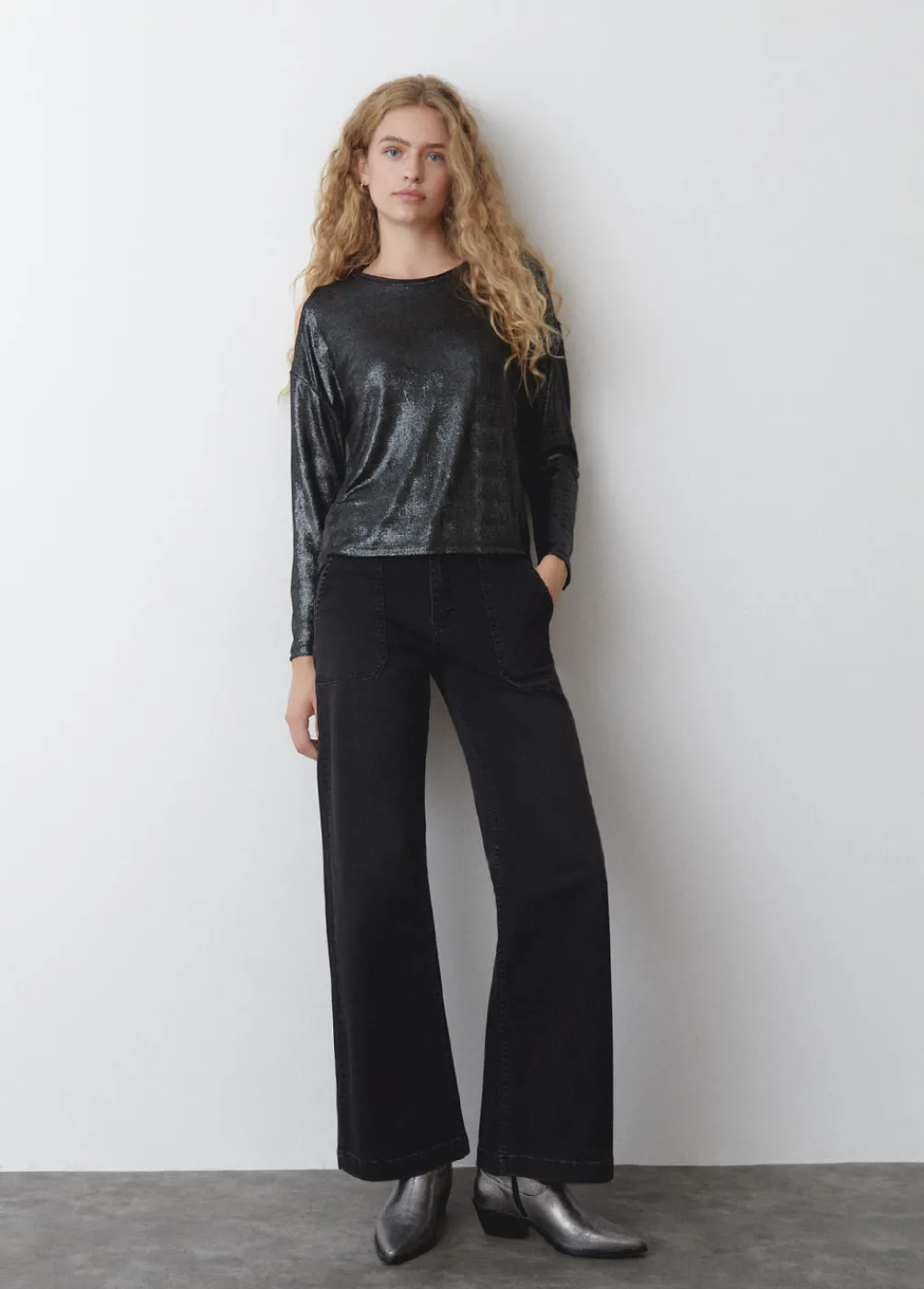 Camiseta Apertura Hombros Brillo-Brownie Spain Discount