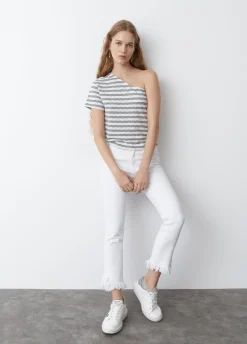 Camiseta Asimetrica Manga Volumen-Brownie Spain Hot