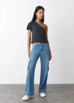 Camiseta Asimetrica Manga Corta Antracita-Brownie Spain Hot