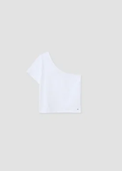 Camiseta Asimetrica Manga Corta Blanca-Brownie Spain Outlet