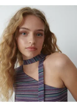 Camiseta Manga Larga Asimetrica Chocker-Brownie Spain Fashion