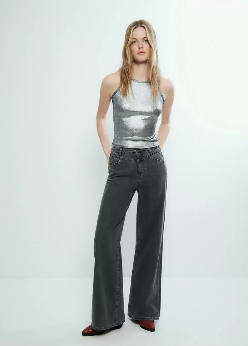 Camiseta Tirantes Rib Foil-Brownie Spain Fashion