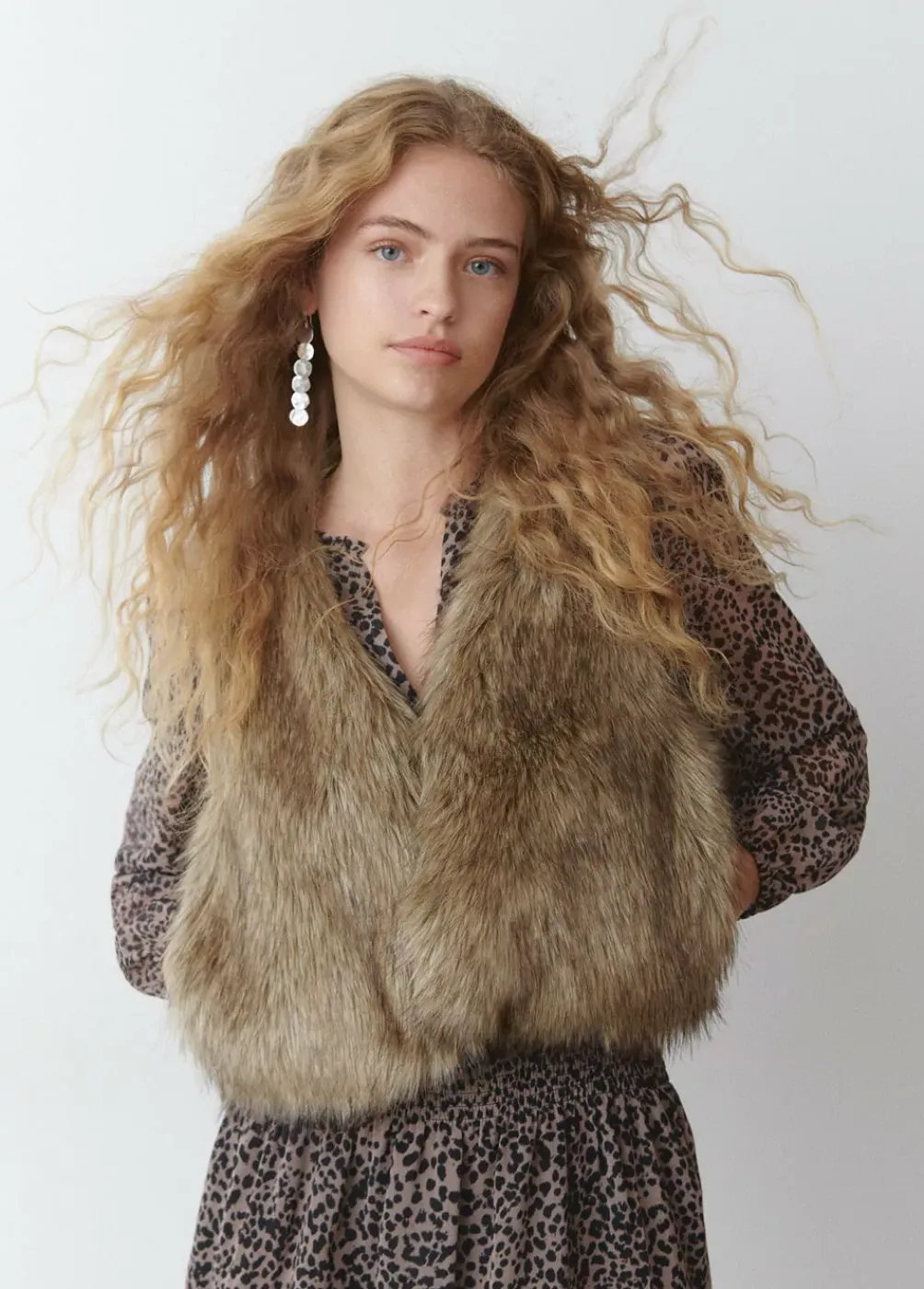 Chaleco Cropped Efecto Pelo-Brownie Spain Online