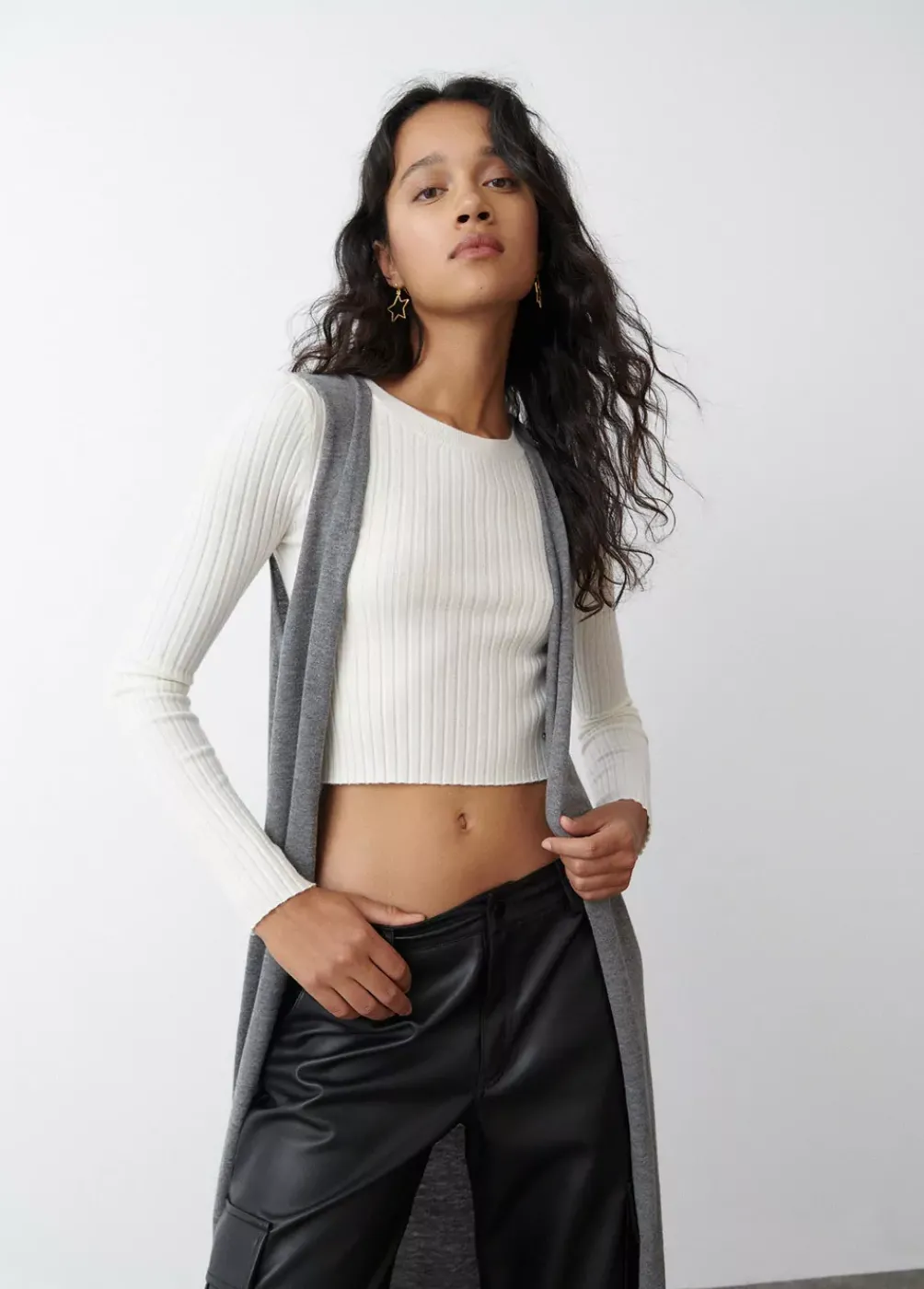 Chaleco Largo Punto Liso-Brownie Spain Clearance