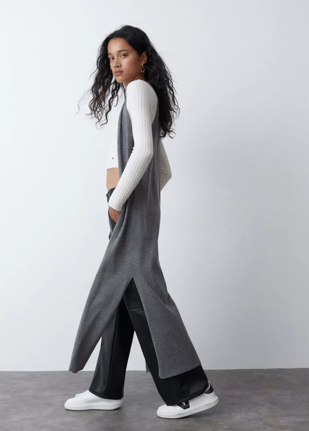 Chaleco Largo Punto Liso-Brownie Spain Clearance