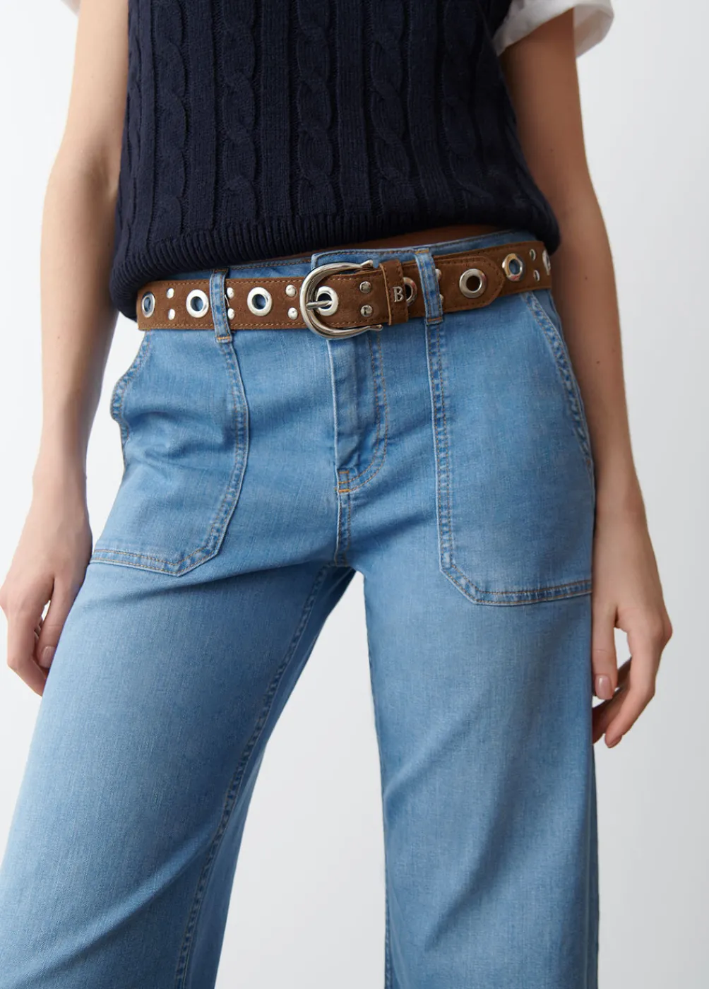 Cinturon Eyelets Piel-Brownie Spain Hot