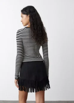 Falda Efecto Ante Flecos Y Tachas-Brownie Spain Hot