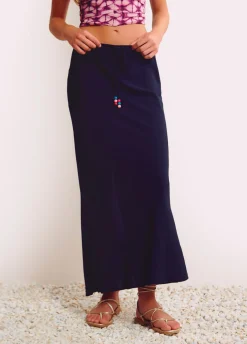 Falda Larga Lisa Detalle Abalorio-Brownie Spain Sale