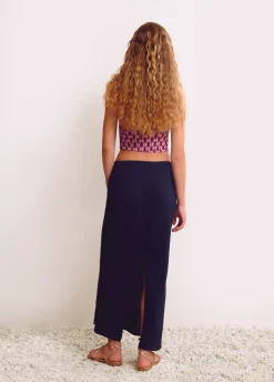 Falda Larga Lisa Detalle Abalorio-Brownie Spain Sale