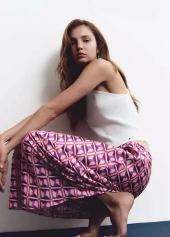 Falda Midi Estampada Satinada-Brownie Spain Discount