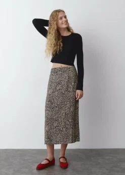 Falda Midi Mancha Animal-Brownie Spain Clearance