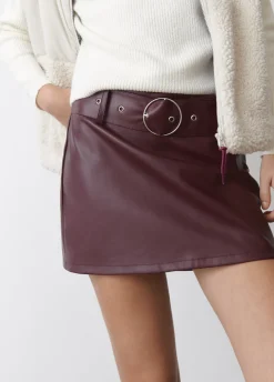 Falda Mini Efecto Piel Cinturon-Brownie Spain Outlet