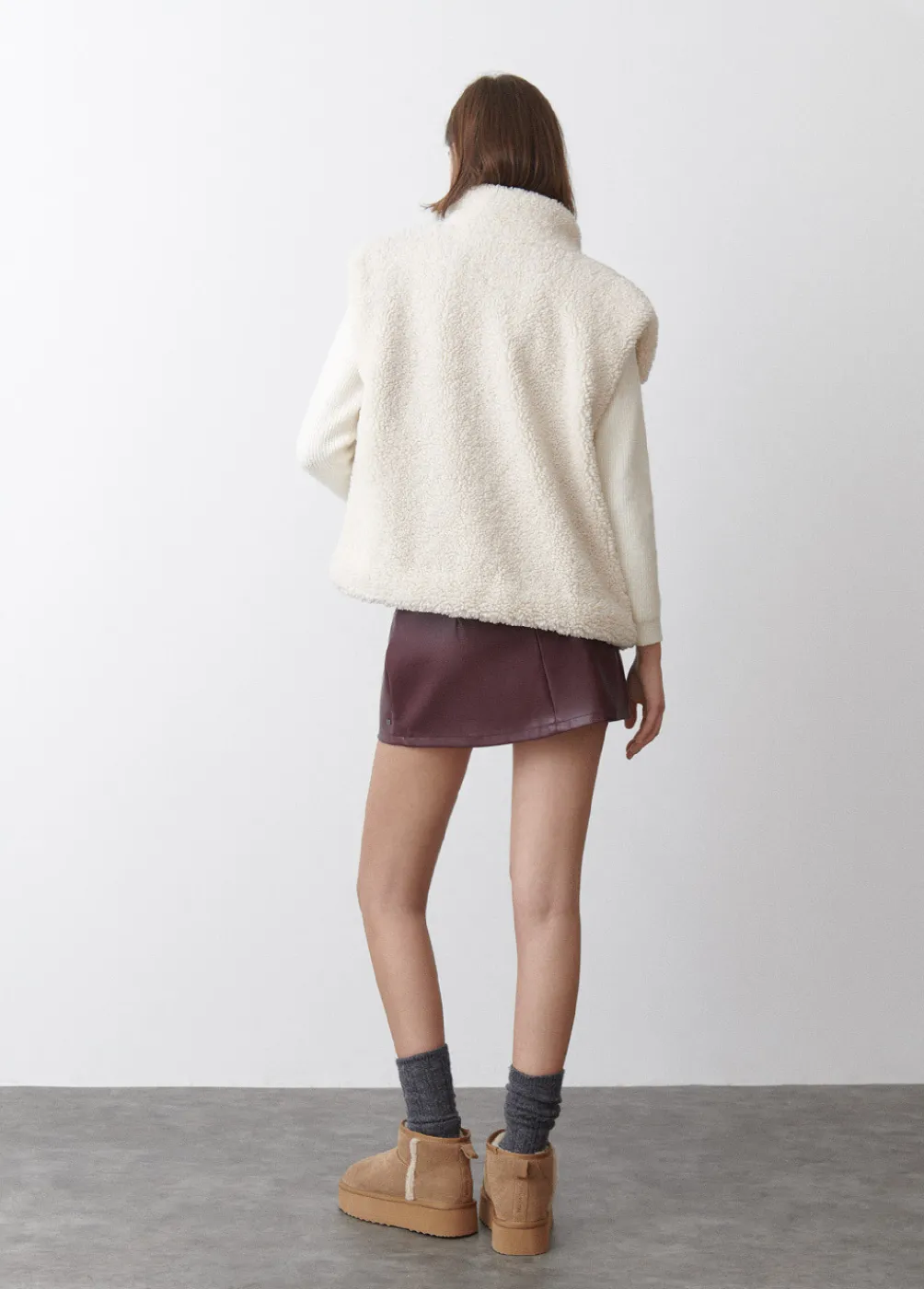 Falda Mini Efecto Piel Cinturon-Brownie Spain Outlet