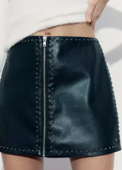 Falda Pu Cremallera Y Tachas-Brownie Spain Best