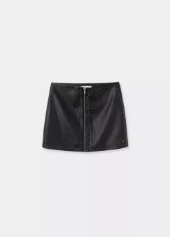 Falda Pu Cremallera Y Tachas-Brownie Spain Best