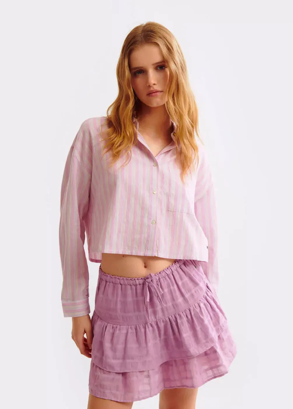 Falda Volantes Textura-Brownie Spain Discount