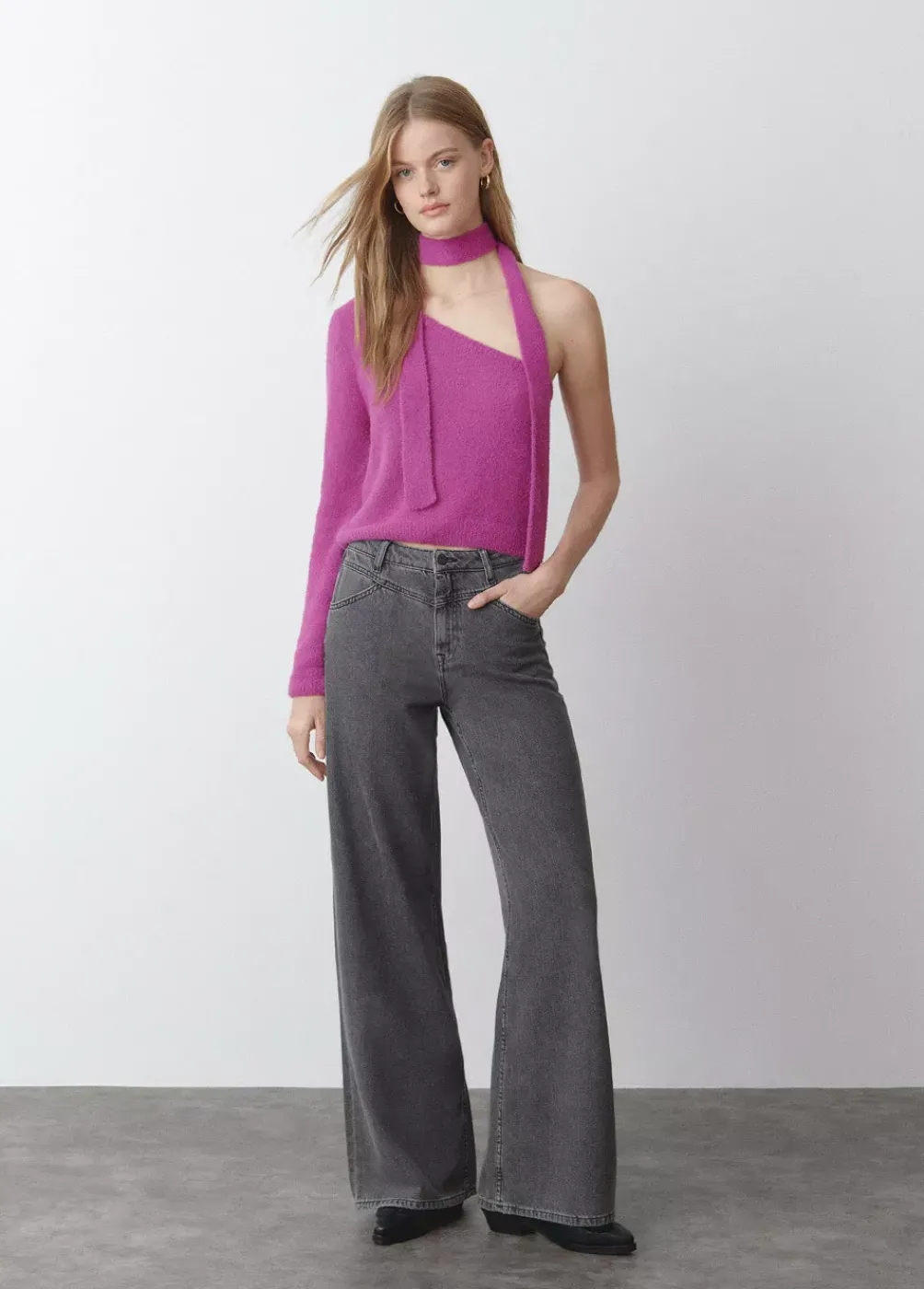 Jersey Asimetrico Pelo Bufanda-Brownie Spain Outlet