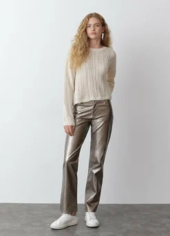 Jersey Calado Cuello Redondo Crudo-Brownie Spain Fashion