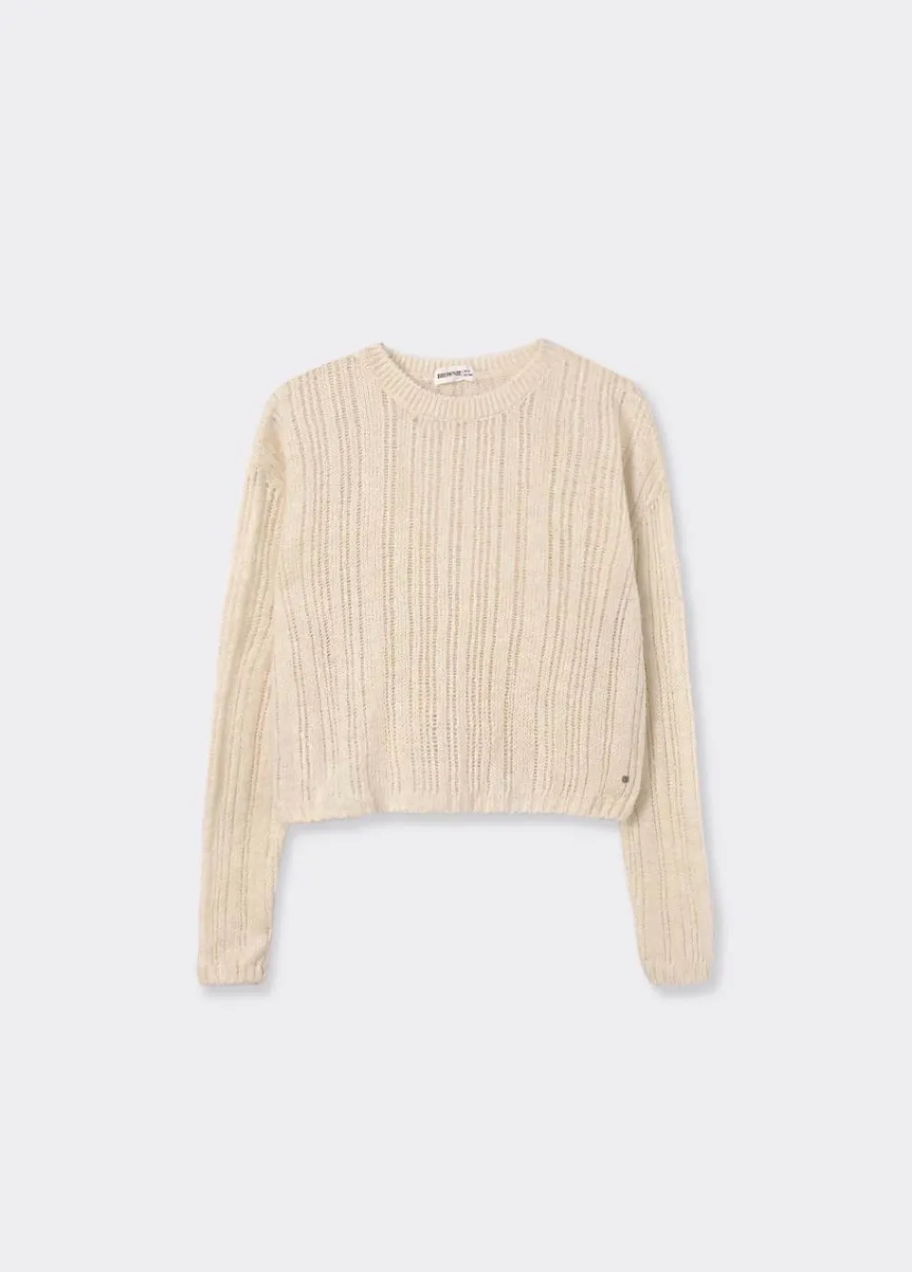 Jersey Calado Cuello Redondo Crudo-Brownie Spain Fashion