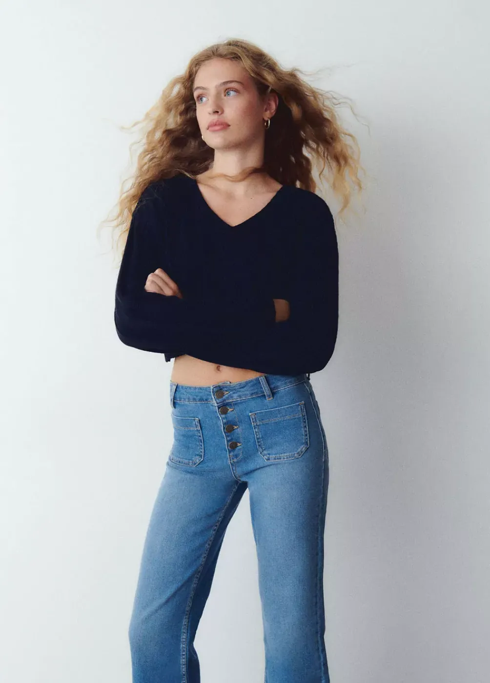 Jersey Cropped Cuello Pico-Brownie Spain Sale