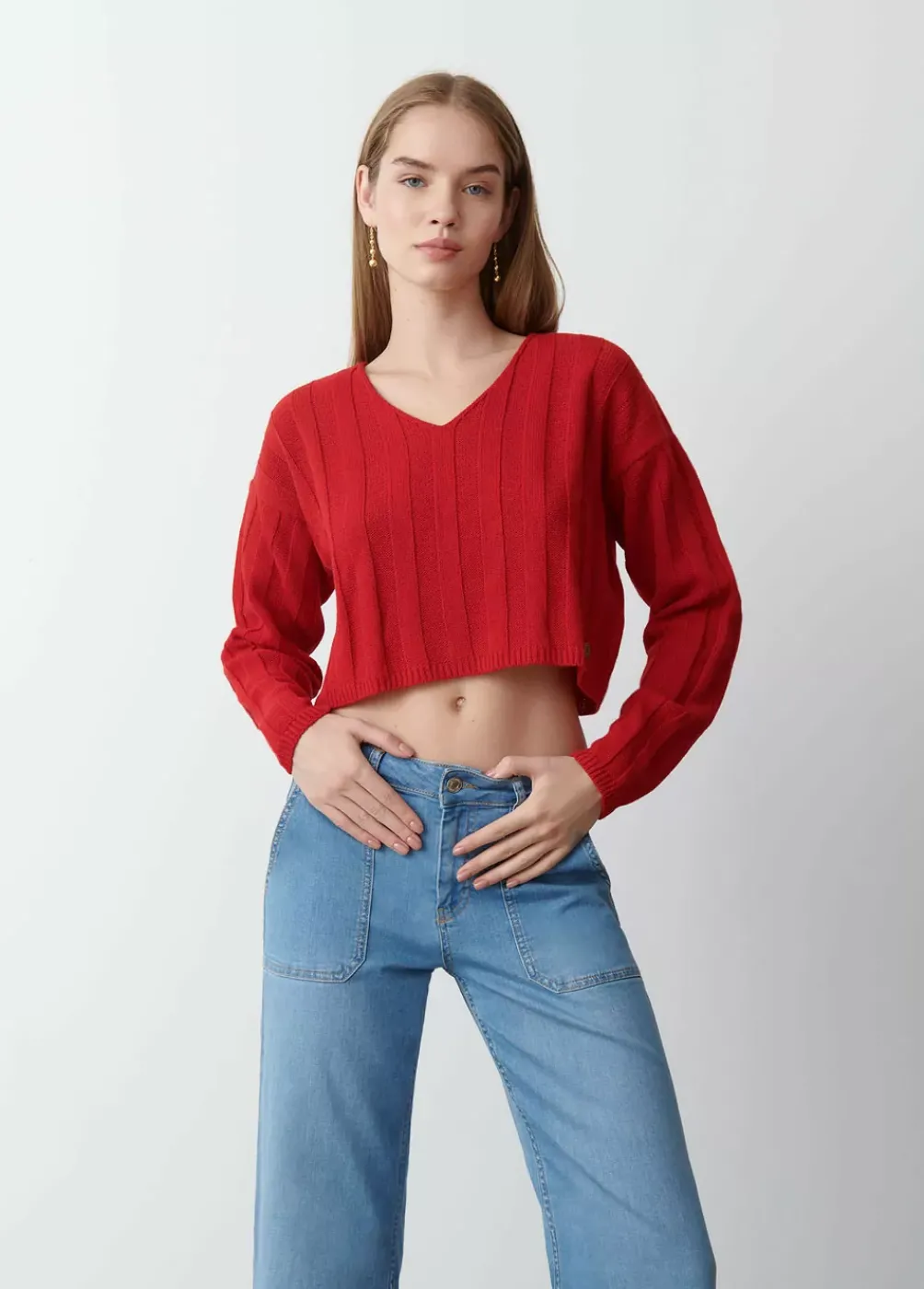 Jersey Cropped Cuello Pico-Brownie Spain Hot