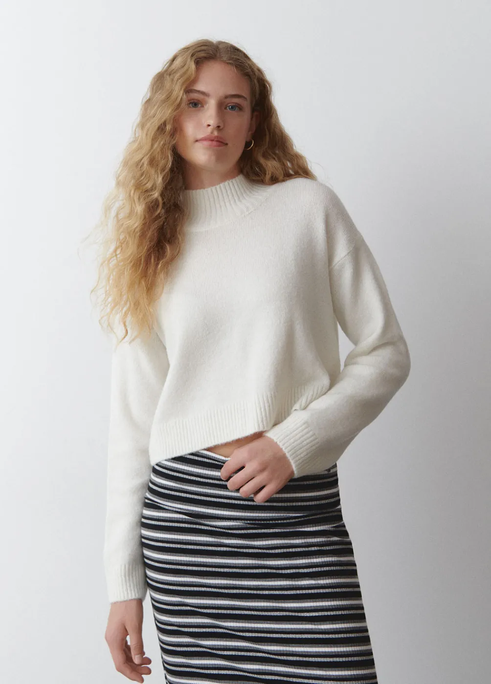 Jersey Cuello Alto Cropped Crudo-Brownie Spain Clearance