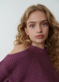 Jersey Cut Out Hilo Metalizado Berenjena-Brownie Spain Online