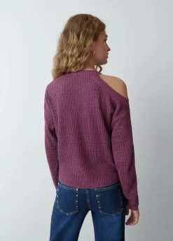 Jersey Cut Out Hilo Metalizado Berenjena-Brownie Spain Online