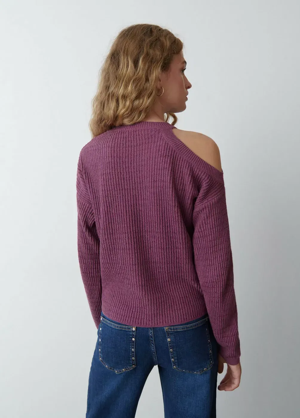 Jersey Cut Out Hilo Metalizado Berenjena-Brownie Spain Online