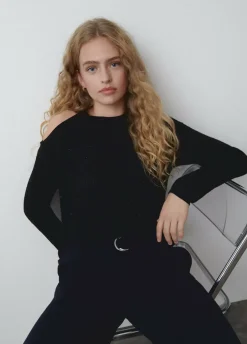 Jersey Cut Out Hilo Metalizado Negro-Brownie Spain New