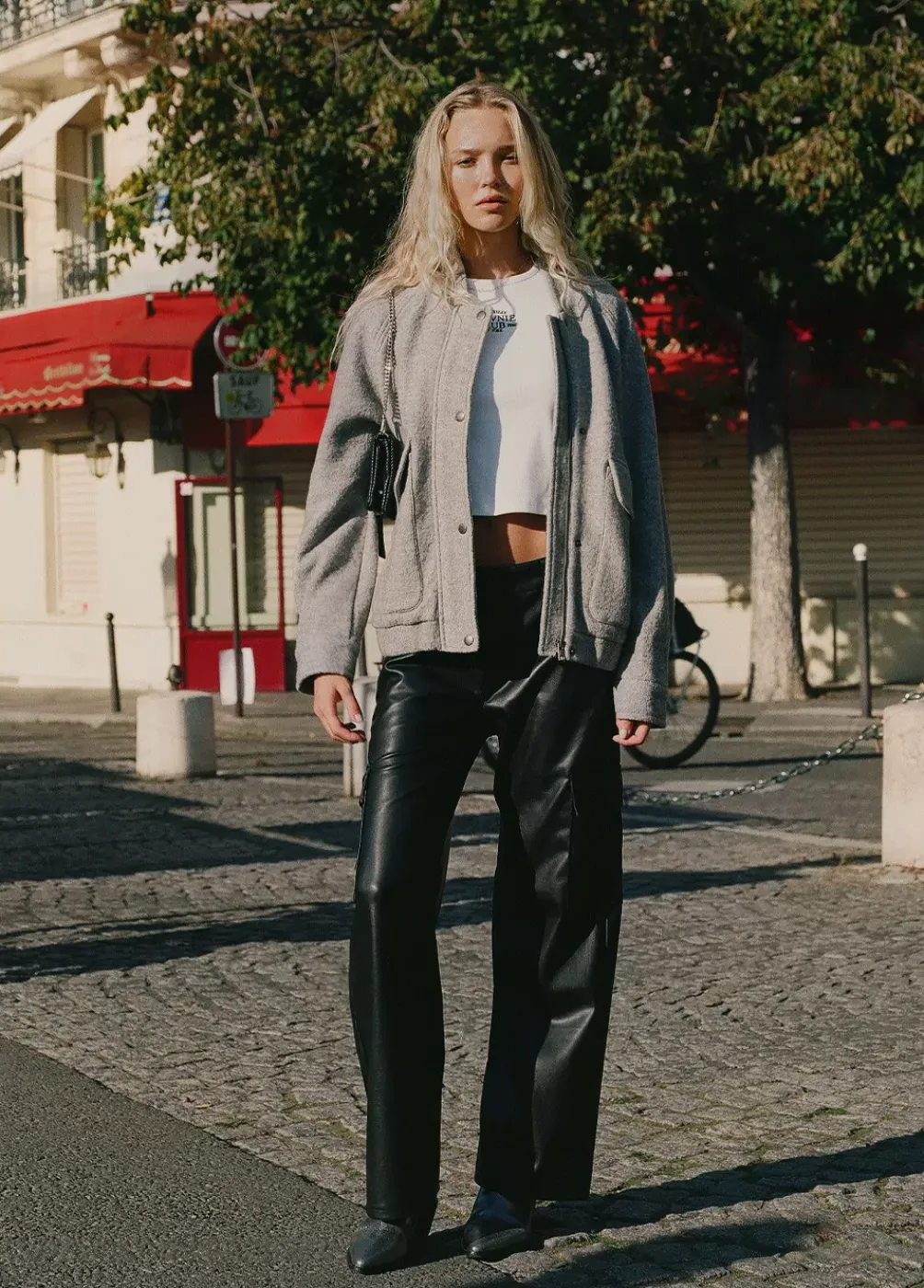 Pantalon Cargo Efecto Piel-Brownie Spain Clearance