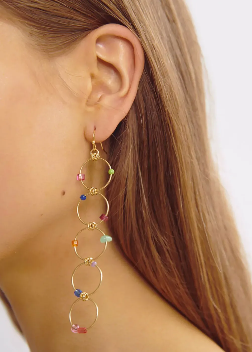 Pendientes Largo Cinco Aros Piedras-Brownie Spain Best