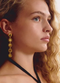 Pendientes Largos Cinco Soles-Brownie Spain Clearance