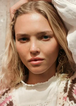 Pendientes Largos Tres Aros Dobles-Brownie Spain Hot