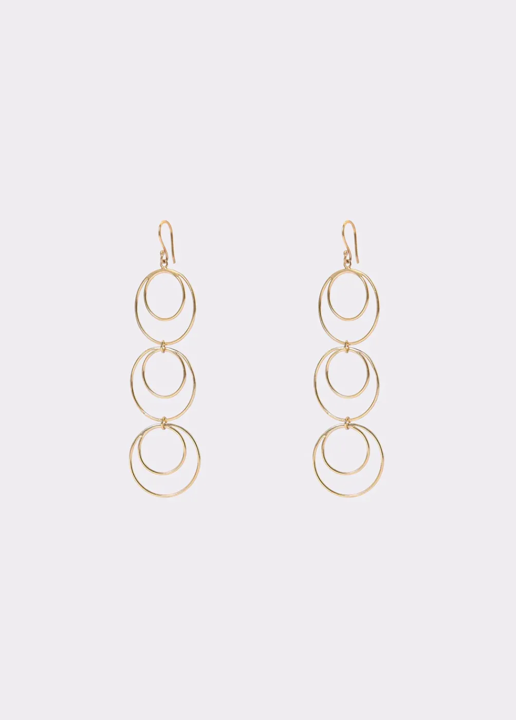 Pendientes Largos Tres Aros Dobles-Brownie Spain Hot