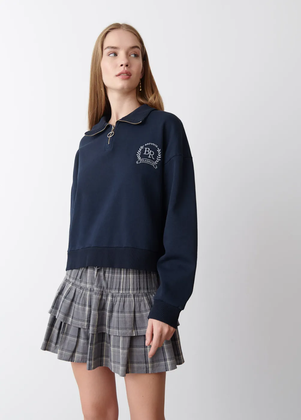 Sudadera Cremallera Bordado-Brownie Spain New