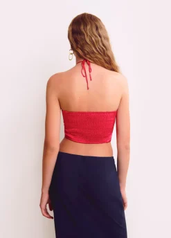 Top Drapeado Abalorios Satinado Liso-Brownie Spain Sale